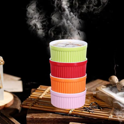 YAZYLIFE Ramekins 8oz,Ramekins for Creme Brulee and Souffle Dishes,Porcelain Oven Safe Baking Bowls,Pudding Cups,Dipping Sauce Dish,Set of 6,Color