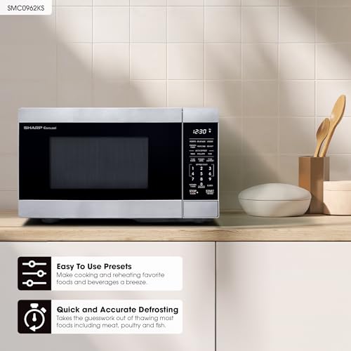 SHARP Countertop Microwave Oven with Removable 10.6" Carousel Turntable, 900 Watt, 0.9 Cubic Feet, Stainless Steel