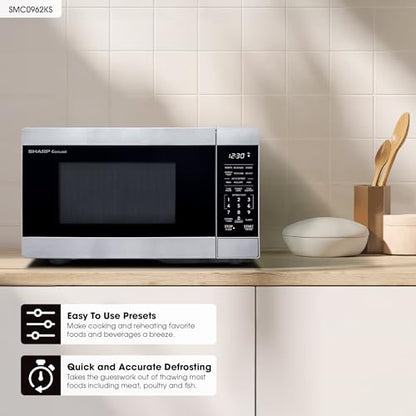 SHARP Countertop Microwave Oven with Removable 10.6" Carousel Turntable, 900 Watt, 0.9 Cubic Feet, Stainless Steel