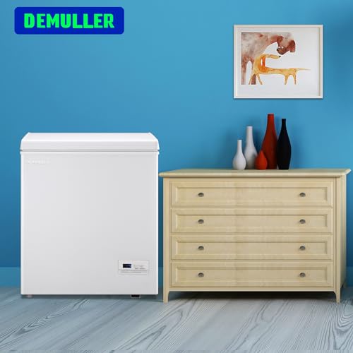 DEMULLER 4.0 Cu.ft Chest Freezer with Electronic Panel, Accurate Temperature Display to 1 ℉, White Deep Freezing Machine with 2 Removable Baskets, Compact Size for Any Space