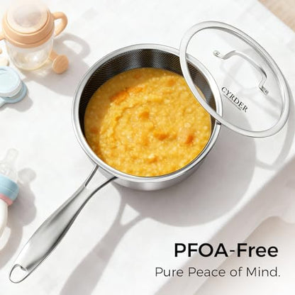 Nonstick Pots and Pans Set, 14 Piece Hybrid Hex Non Stick Stainless Steel Cookware with Frying Pans, Saute Pan, Saucepans & Stock Pot - Induction Compatible, Dishwasher &Oven Safe, PFOA Free