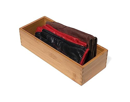 Lipper International Bamboo Wood Utensil Holder Storage Box for Cooking Tools, Makeup, or Office Supplies, 5" x 12" x 3"