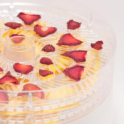 Commercial Chef Food Dehydrator, Five 9.25” BPA-Free Plastic Trays, Dehydrates and Dries Meat, Fruit, Veggies and Jerky, 280W Dehydration Machine, Adjustable Thermostat, CCD100W6, White
