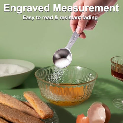 Measuring Spoons, 13 PCS Stainless Steel Measuring Spoons Set Includes Teaspoon & Tablespoon, Metal Measuring Spoons for Dry & Liquid Ingredients, Mini Measuring Spoon Set for Cooking and Baking