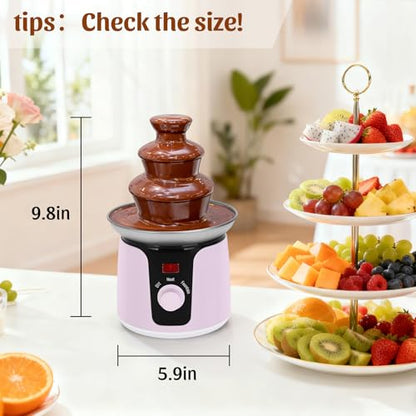 Chocolate Fountain Machine, 3-Tier Chocolate Fountain with 6 Forks, Portable Metal Chocolate Melt Machine for Party, Camping, Dessert Table, Birthday, Wedding