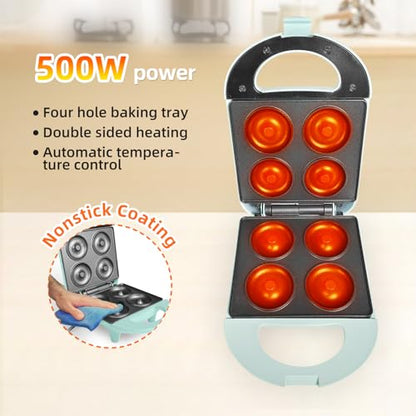 Aoruru Mini Donut Maker for Kids Make 4 Doughnuts