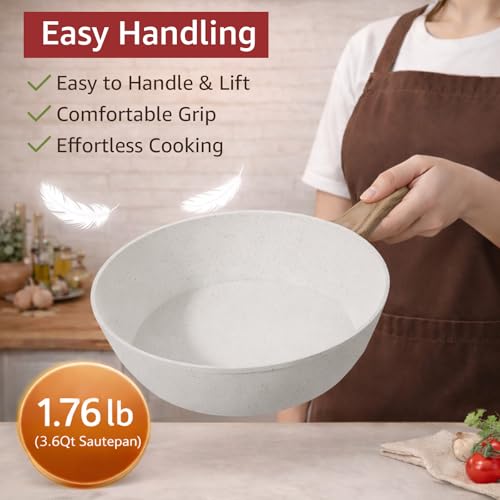 Bazova 24-Piece Pots and Pans Set Non Stick, Titanium-Reinforced Ceramic Cookware Set, Long-Lasting Nonstick,Non Toxic PFAS-Free, Induction Compatible, Complete Kitchen Set for Everyday Cooking