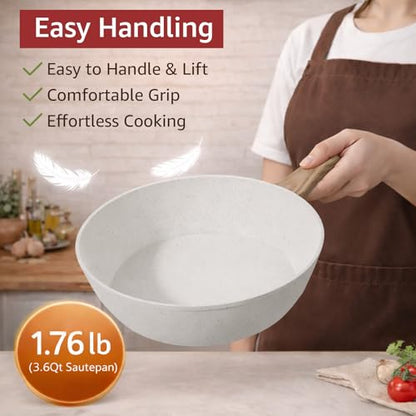 Bazova 24-Piece Pots and Pans Set Non Stick, Titanium-Reinforced Ceramic Cookware Set, Long-Lasting Nonstick,Non Toxic PFAS-Free, Induction Compatible, Complete Kitchen Set for Everyday Cooking