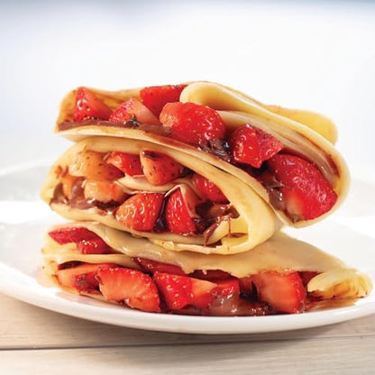 CucinaPro Cordless Crepe Maker- Breakfast Essential with Recipe Guide, Non-Stick Dipping Plate, Electric Base, Batter Spatula- Portable Hot Plate Compact Baker, Morning Brunch, Dessert Gift for Her