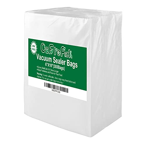 O2frepak 300 Count 6x10 Pint Vacuum Sealer Bags with BPA Free and Heavy Duty, Vacuum Seal Food Sealer Bags,Great for Food Storage Vaccume Sealer PreCut Bag