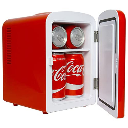 Coca-Cola 4L Mini Fridge, 6 Can, Classic Bottle Design, Red