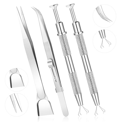 4pcs Sprinkles Tools for Cake Decorating, 4 Claw Sprinkle Pen Pearl Grabber Cake Decorating Tools Set Stainless Steel Cake Tweezers Pearl Sprinkle Spoon with Shovel Head Cake Cookie Cupcake Decoration