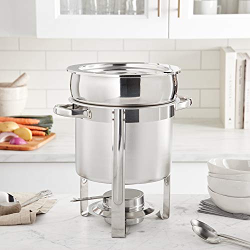 Winco Commercial-Grade Stainless Steel Brazier with Lid, 15 Quart