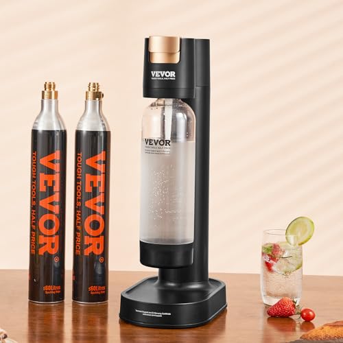 VEVOR Sparkling Water Maker, Soda Maker Machine for Home, Soda Maker with BPA-free 1L PET Bottle, 2 CO2 Cylinders(Not Contain CO2 GAS), Compatible with Mainstream Screw-in 60L CO2 Cylinder