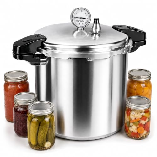 KILOGORGE 24 qt Pressure Canner,Canning Pressure Cooker with Gauge,14.5PSI,Large Capacity Aluminum Pressure Canners for Compatibility Gas and Induction Cooktops