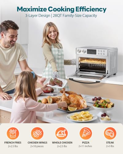 28QT Air Fryer Toaster Oven Combo, Next-Gen HeatWave Convection, Silver