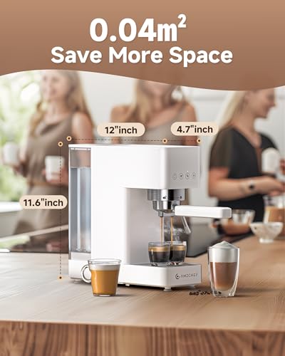 AMZCHEF Espresso Machine 20 Bar, Compact Espresso Maker with Steam Milk Frother, Coffee Maker with 50oz Removable Water Tank for Home, Coffee Machine for Cappuccino, Latte, Americano, 1350W