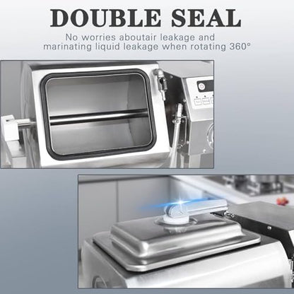 PtaTritious Vacuum Tumbler Marinator, 18L/36LB Meat & Vegetable Vacuum Tumbler Marinating Machine, Food Vacuum Marinator with Bidirectional Rotation & 3-Speed Control, 0-99 Min Time Setting