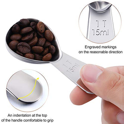 Patelai 3 Pieces Coffee Scoop Tablespoon Measuring Spoons Stainless Steel Coffee Scoops Short Handle Tablespoon for Tea Sugar Kitchen Gifts(15 ml,Silver)
