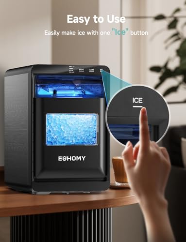 EUHOMY Nugget Ice Maker Countertop, 40Lbs/24H Pebble Ice Maker Machine, Self-Cleaning Countertop Sonic Ice Makers with Ice Scoop&Basket, Pellet Ice Maker Machine for Home/Kitchen/Office