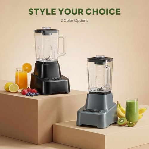 OLIXIS Professional Blender for Smoothies, Full-Size Kitchen Blender with 850 Peak Watts & 54oz Large Glass Pitcher, 4 Speeds with Pulse for Ice Crushing Frozen Fruits, Dishwasher Safe, Grey
