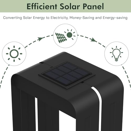 Grand patio Outdoor Solar Wall Sconce Shelf Planter, Decor LED Waterproof Wall Light Lamp with Woodgrain for Patio, Porch, Solar Energy, Black (S-Rectangle)