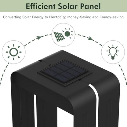 Grand patio Outdoor Solar Wall Sconce Shelf Planter, Decor LED Waterproof Wall Light Lamp with Woodgrain for Patio, Porch, Solar Energy, Black (S-Rectangle)