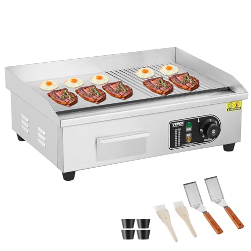 VEVOR Commercial Electric Griddle, Countertop 22" Half Flat Top Griddle