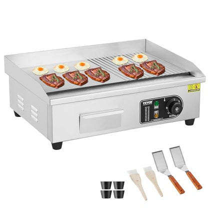 VEVOR Commercial Electric Griddle, Countertop 22" Half Flat Top Griddle