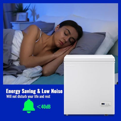 DEMULLER 4.0 Cu.ft Chest Freezer with Electronic Panel, Accurate Temperature Display to 1 ℉, White Deep Freezing Machine with 2 Removable Baskets, Compact Size for Any Space