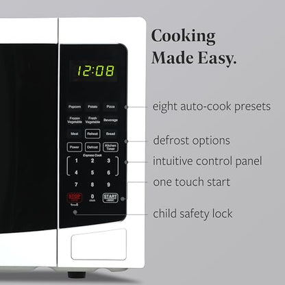 Farberware 1.1 Cu. Ft. Countertop Microwave Oven – 1000 Watts Power, Auto Cook Settings, Defrost, Easy Clean and Child Safety Lock - White