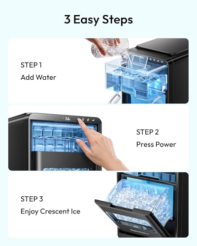 EUHOMY Countertop Crescent Ice Maker, 16Pcs in 12Mins, 35Lbs/24H, Auto Deep Cleaning, Timer, Adjustable Ice Thickness, Portable Ice Cube Maker for Whiskey/Coffee/Soft Drinks