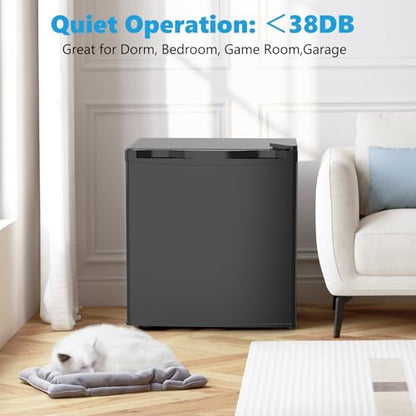 Electactic 1.7 Cu.ft Mini Fridge, Compact Refrigerator, Single Reversible Door, Ultra Quiet, Energy Efficient for Office, Dorm, Bedroom, Apartment, Black