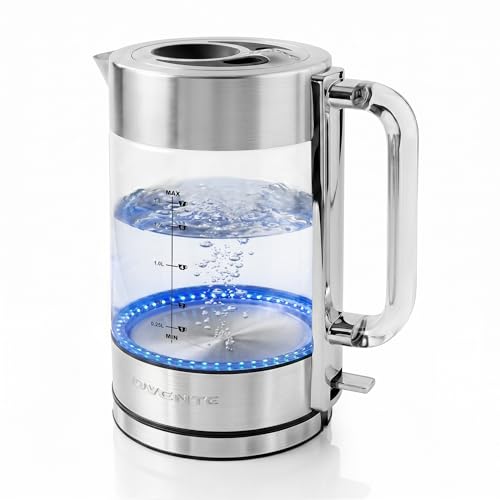 OVENTE 1.8L Glass Electric Kettle Water Boiler, Silver KG911S