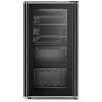 Electactic 26 Bottle Wine Cooler 130 Can Beverage Refrigerator, Small Freestanding Cabinet Wine Cellar with 40℉-61℉ Temperature Control Glass Door, Black