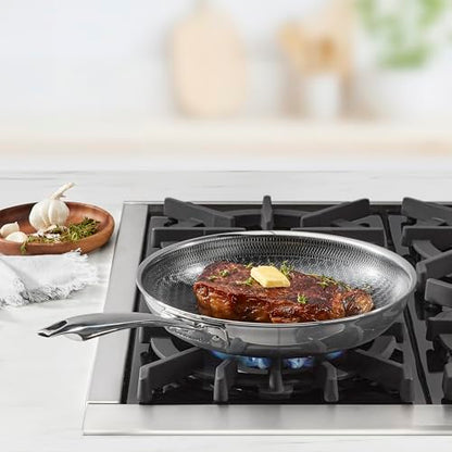 Cuisinart FusionElite+ Hybrid Tri-Ply Stainless Steel Skillet, 10″ Skillet Frying Pan with PURELYSEAR Ceramic Technology, Scratch Proof, Cool Grip Handles, Dishwasher Safe