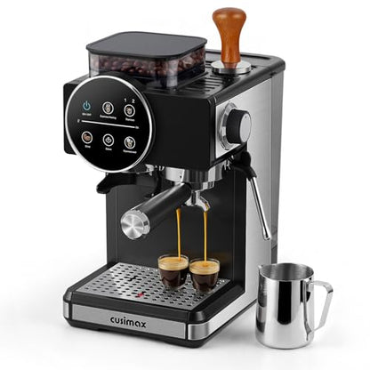 Espresso Machine with Grinder, 20 Bar Professional Expresso Coffee Machines with Milk Frother Steam Wand, Espresso Maker with 60oz Removable Water Tank, Cappuccino & Latte Machine for Home (Dark-Pro)