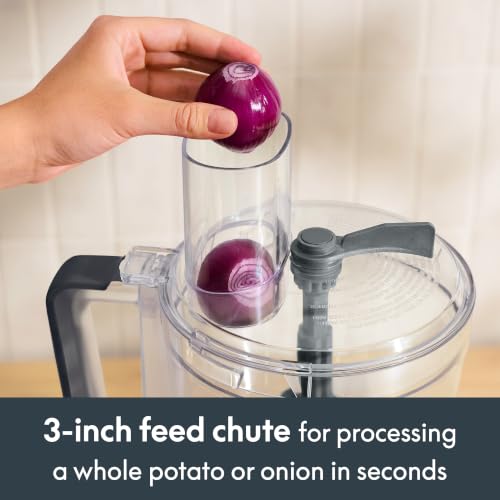 bella CHOP Deluxe 10-Cup Food Processor with Built-In Storage, Slate