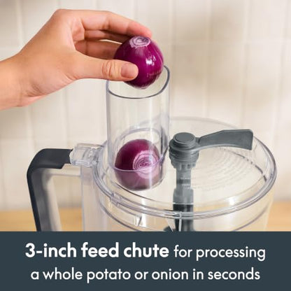 bella CHOP Deluxe 10-Cup Food Processor with Built-In Storage, Slate