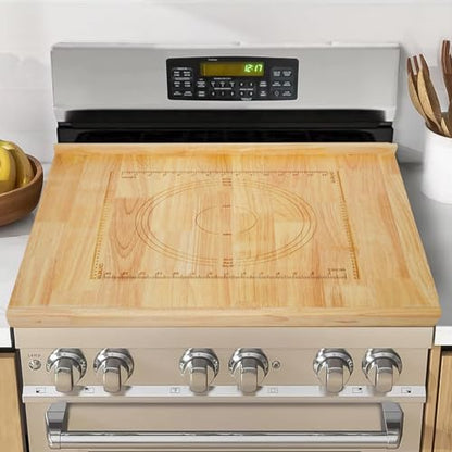 24" x 20" Reversible Wooden Pastry Board Wood Pasta Board with Lip Bread Board Cutting Board Chopping Board Pie Board with Engraved Ruler for Counter Top Kitchen-Wood
