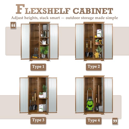 Outdoor Storage Cabinet Waterproof with Shelves, Small Storage Shed, Vertical Tall Patio Backyard Garden Storage Cabinet Tool Organizer for Outside