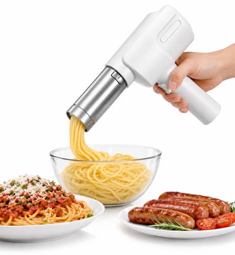 5-in-1 Cordless Electric Noodle Maker, Rechargeable Potato Ricer & Sausage Stuffer, 304 Stainless Steel Handheld Multifunctional Kitchen Tool Easy Clean for Homemade Pasta Baby Food