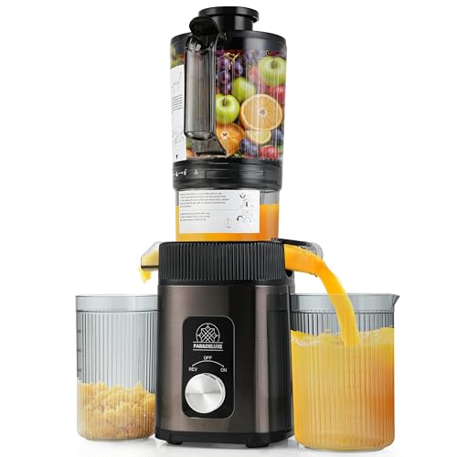 Cold Press Juicer - Juicer Machines with 4.3" Wide Feed Chute, 34oz Slow Masticating Juicer for Fruits and Vegetables, 99% High Juice Yield, Reverse Function, Dishwasher Safe