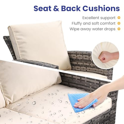 FHFO 4 Piece Patio Furniture Set, Outdoor Wicker Sectional Sofa Set