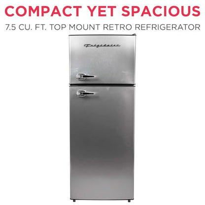 Frigidaire, 2 Door Apartment Size Refrigerator/Freezer Combo, 7.5 cu ft, Platinum Series, Stainless, 23" D x 21.5" W x 55.5" H