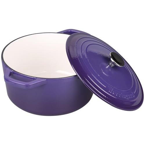 VORRINGARD Enameled Cast Iron Dutch Oven Pot with Lid, for Bread Baking, Round Bread Oven- include Sourdough Bread Baking Supplies Set, 6QT, Purple