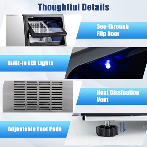 COSTWAY Commercial Ice Maker Machine 110LBS/24H, 36 Cubes in 13 Mins