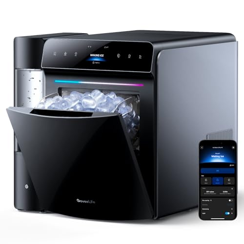 GoveeLife Smart Countertop Ice Maker 2 Pro, 3-Minute Fast 9 Ice Cubes with 3 Size, 47lbs Daily, 40dB Quiet, Smart Pre-Cooling, App & Voice Control, Self-Clean, Dual Water Tanks for Home, Coffee, Party