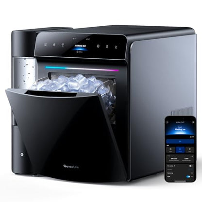 GoveeLife Smart Countertop Ice Maker 2 Pro, 3-Minute Fast 9 Ice Cubes with 3 Size, 47lbs Daily, 40dB Quiet, Smart Pre-Cooling, App & Voice Control, Self-Clean, Dual Water Tanks for Home, Coffee, Party