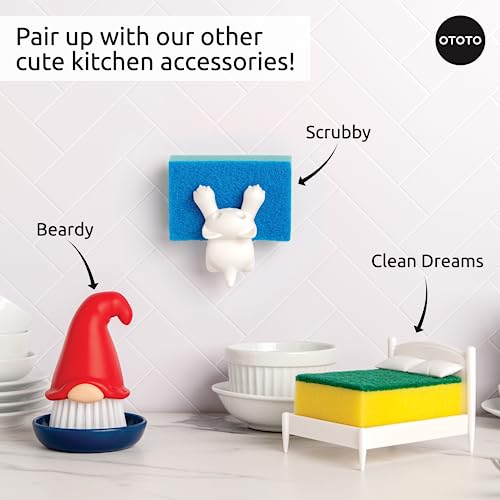 New! Beardy Gnome Dish Brush by Ototo - Dish Scrub Brush, Gnomes, Quirky Gifts, Dish Brush, Cute Kitchen Accessories, Funny Kitchen Gadgets, Vegetable Brush, Cute and Useful Gifts for Women